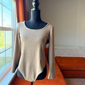 Moroccan Cotton Neutral Beige Long-Sleeve Bodysuit
